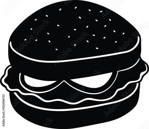 sourdough egg sandwich with avocado and spinach silhouette vector.