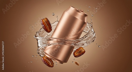Rose Gold Can with Dates in Water Splash