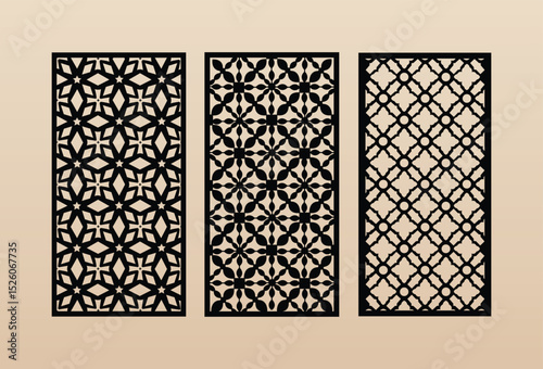 Laser and CNC cutting panels template. Decorative die-cut pattern for interior