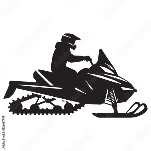 Snowmobile silhouette designed for icy terrains – Snowmobile illustration – Minimalist Snowmobile vector – Vehicle silhouette

