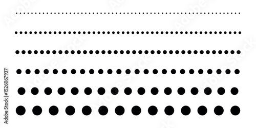 Dotted line flat vector, dotted line in small, medium, large vector flat illustration isolated on white background.