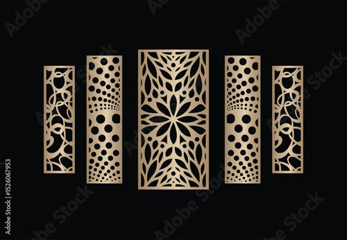 Laser and CNC cutting panels template. Decorative die-cut pattern