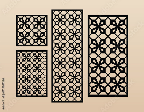 Laser and cnc cutting panels template. Decorative die cut pattern