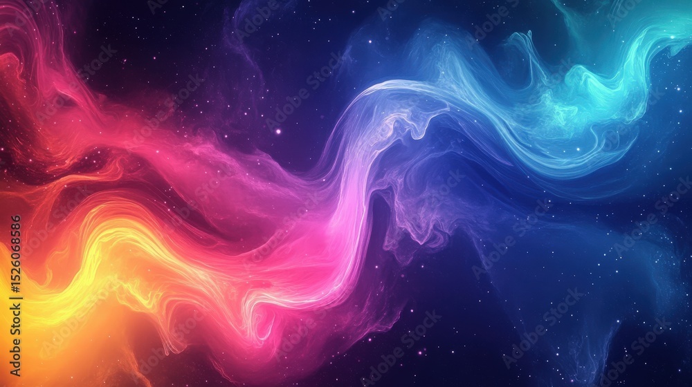 Fototapeta premium Colorful nebula swirls with stars illustrating a cosmic background scene