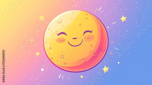 Cute moon cartoon space background
