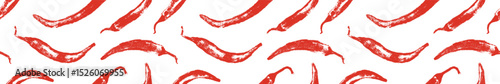Vector seamless hand drawn chili pepper pattern. Spicy print for fabric, food packaging, kitchen textiles, and branding. Organic agronomy concept in handmade style.