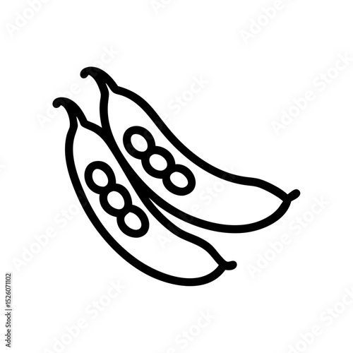 Fresh green beans line art. Simple illustration of green beans pods with seeds.  Elegant green beans design for healthy food blog or cookbook.