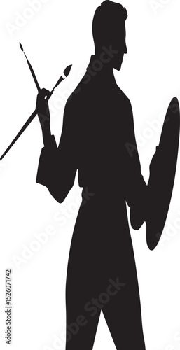 Artist Holding Brushes and Palette Silhouette