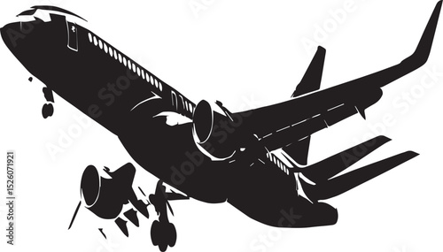  Passenger Jet Taking Off Silhouette