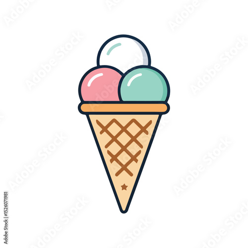 Modern Ice Cream Logo Design – Minimalist Vector Badge for Dessert Shops & Cafés Ice cream logo clipart set. Colorful cone ice cream icon clip art in pictogram style vector illustration color pastel 