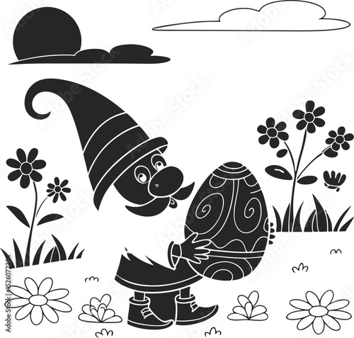 bunny painting easter egg and some flowers, coloring page ready to print on standard 8.5x11 inch paper easter bunny easy coloring page 