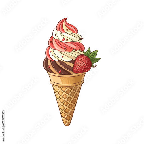Modern Ice Cream Logo Design – Minimalist Vector Badge for Dessert Shops & Cafés Ice cream logo clipart set. Colorful cone ice cream icon clip art in pictogram style vector illustration color pastel 