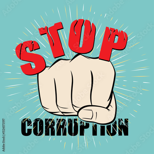 Hand drawn of stop corruption sign, vector illustration