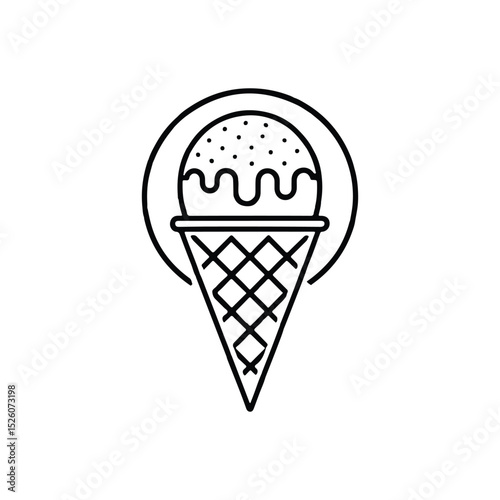 Modern Ice Cream Logo Design – Minimalist Vector Badge for Dessert Shops & Cafés Ice cream logo clipart set. Colorful cone ice cream icon clip art in pictogram style vector illustration color pastel 
