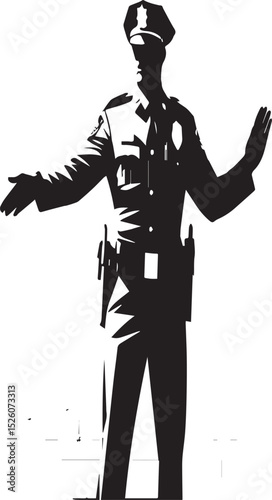  Police Officer with Arms Outstretched Silhouette