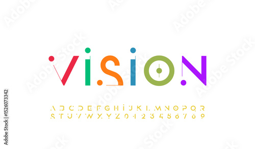 Font alphabet, bold letters from A to Z and numbers from 0 to 9, made line and circle dot vector illustration 10EPS.