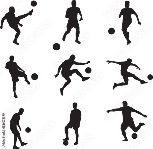 football players silhouettes, Set of Soccer Players Silhouettes