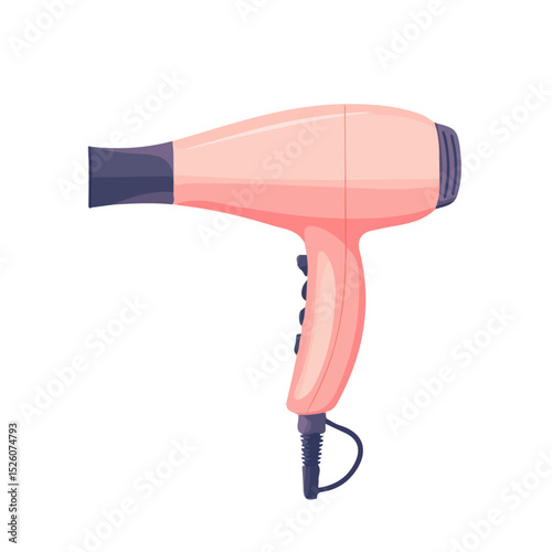 Hairdryer vector 2D flat illustration, isolated on a white background.