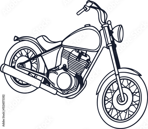 Classic chopper motorcycle line art illustration
