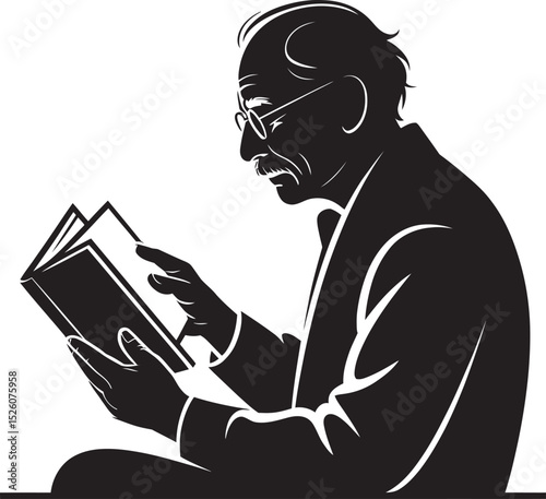 old man reading a book