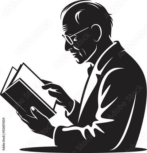 old man reading a book