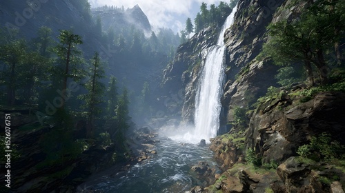 waterfall in the mountains