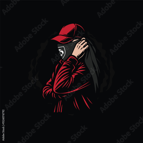 vector illustration of a man ultras hooligan with red jacket design