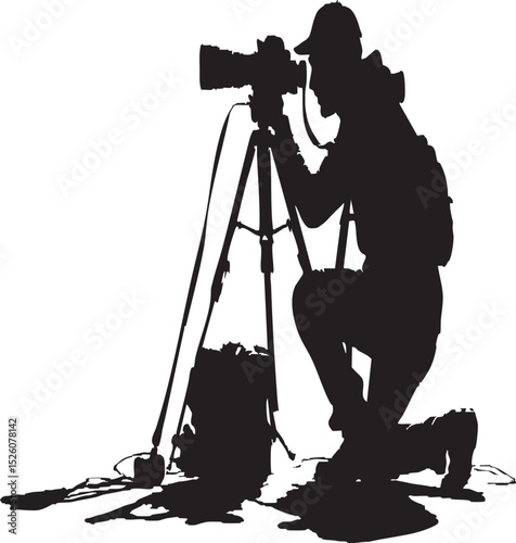 Photographer with Camera and Tripod Silhouette