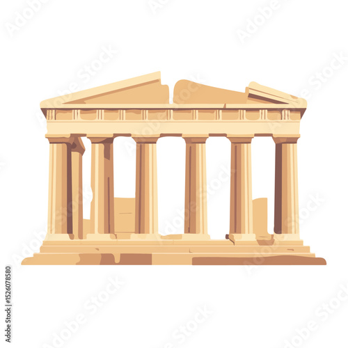 Greek Ruins vector 2D flat illustration, isolated on a white background.