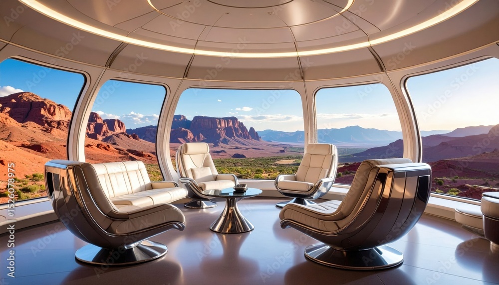 Fototapeta premium Futuristic Desert Lookout Lounge