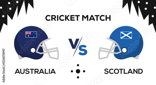Australia versus scotland cricket match preview and team helmets illustration