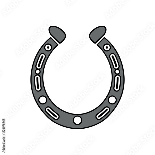 Gray and black lucky horseshoe vector with decorative design 