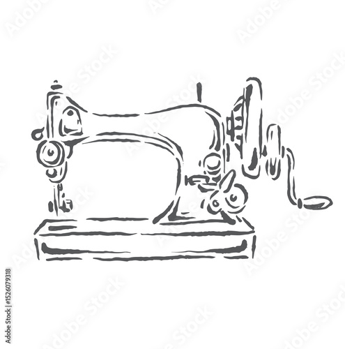 retro classic sewing machine vector illustration sketch