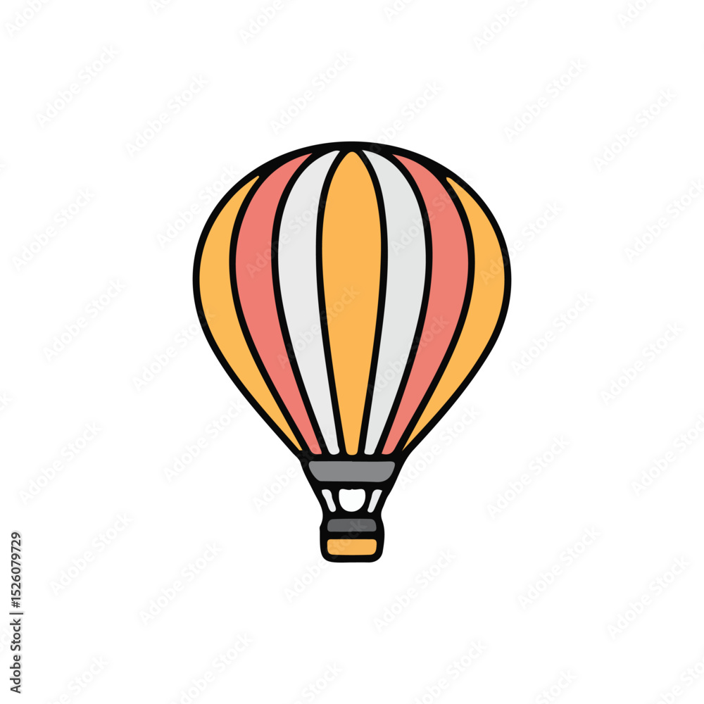 Naklejka premium Hot Air Balloon Icon – Colorful Cartoon Travel Vector Illustration