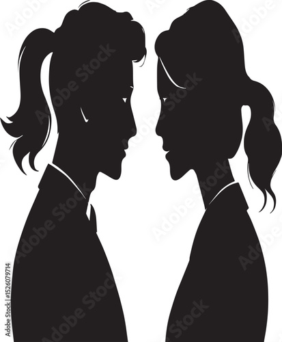 Profiles of Two Individuals Facing Each Other