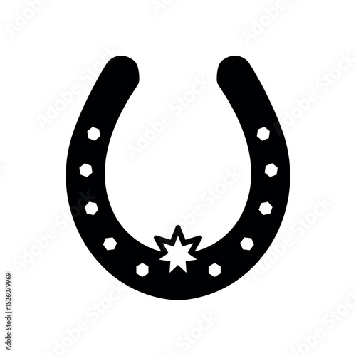 black horseshoe silhouette with star design vector for fortune charm western rustic theme