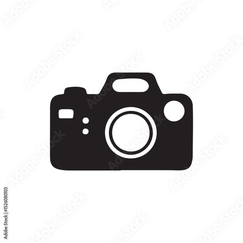 DSLR Camera Silhouette – Black Vector Icon for Photography and Media Design

