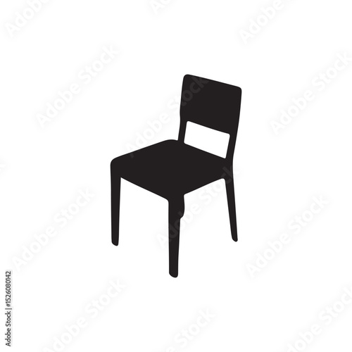 Chair Silhouette Icon – Minimal Black Furniture Vector Illustration

