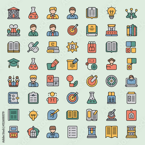 Education Icon Set – Colorful Academic, Science, and Learning Vector Pack

