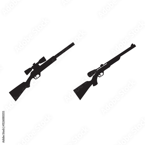 Silhouette Rifle Icon – Hunting Sniper Gun Scope Vector Graphic

