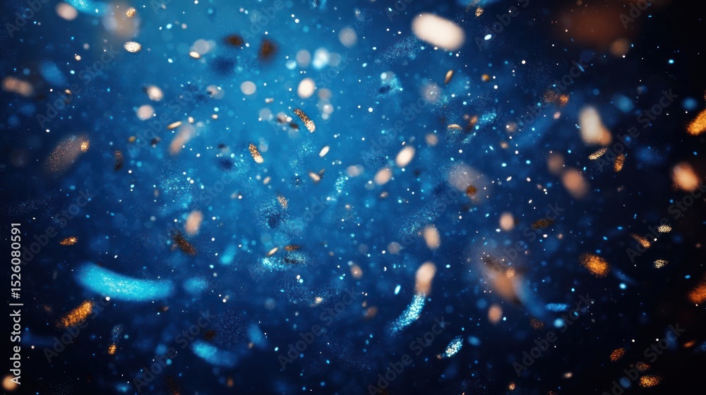Fototapeta premium abstract scene of glowing particles and dust floating in deep blue space evoking a cosmic or magical atmosphere
