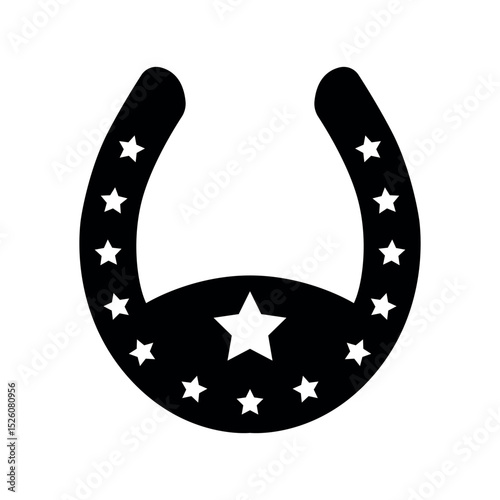 Star pattern horseshoe silhouette icon design