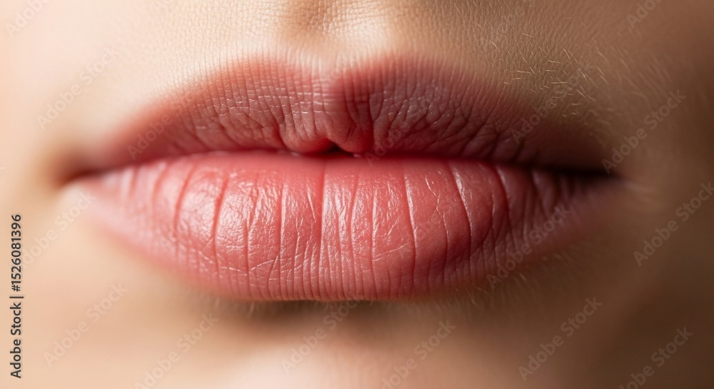 Fototapeta premium Close-up View of Delicate Lip Texture