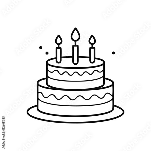 Simple line art drawing of two tiered birthday cake