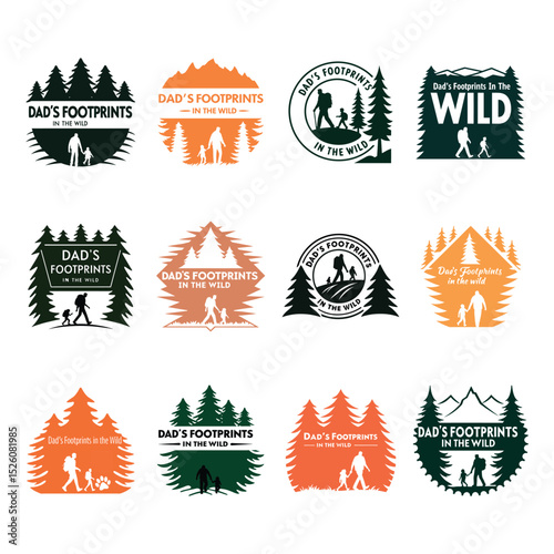 "Dad's Footprints In The Wild" Father & Child Hiking T-Shirt Design Bundle for Father's Day