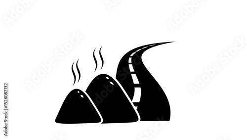 asphalt symbol, black isolated silhouette