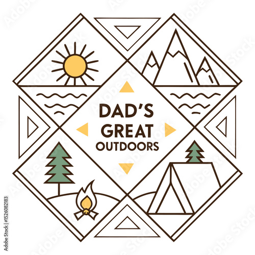 "Dad's Great Outdoors" Geometric Octagon T-Shirt Design