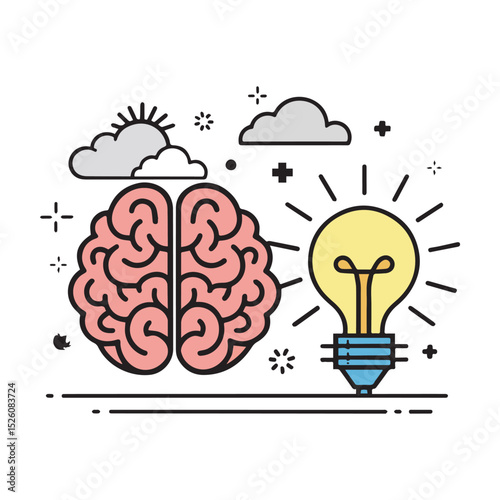 brain idea icon sign vector