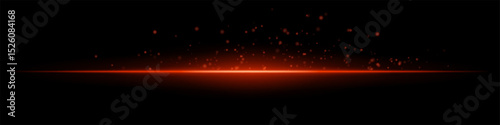 Red flare burst. Single glowing horizontal beam with scattered particles and flare on dark background. Perfect for energy, tech, fire, sci-fi motion effects.