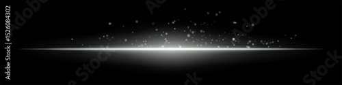 White flare burst. Single glowing horizontal beam with scattered particles and flare on dark background. Perfect for energy, tech, fire, sci-fi motion effects.